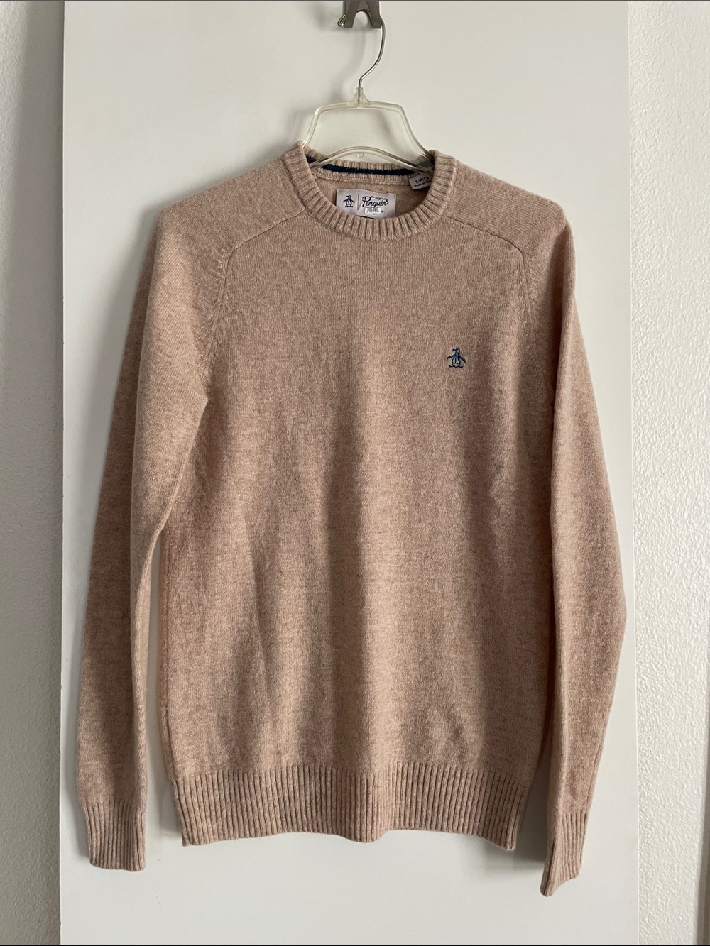 PENGUIN Wool Classic Crew Neck Sweater Long Sleeve Natural Tan